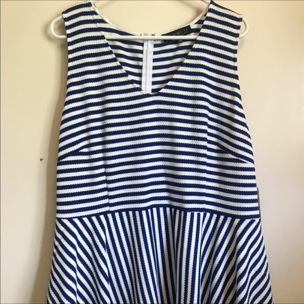 Eloquii Peplum Stripe Navy/White Dress Size 22
